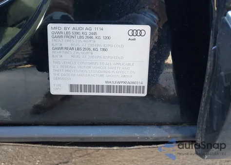 2015 Audi Q5 2.0T Premium из США, поврежденный, VIN WA1LFAFPXFA080314